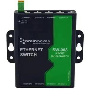 Brainboxes SW-008 8 Port Unmanaged Ethernet Switch Wall Mountable - Industrial Grade with Wide Power Range by BRAINBOXES