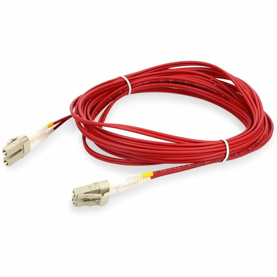 AddOn 10m LC to LC Red OM4 Duplex Fiber Optic Patch Cable – Riser-Rated, TAA Compliant