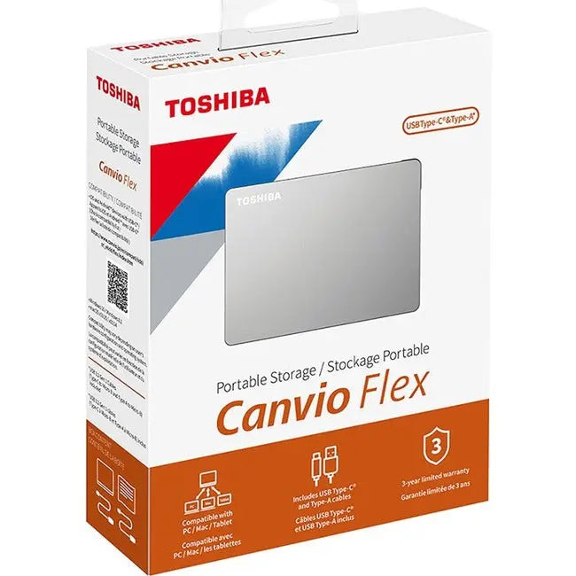 Toshiba Canvio Flex HDTX120XSCAA 2TB Portable External Hard Drive in Silver