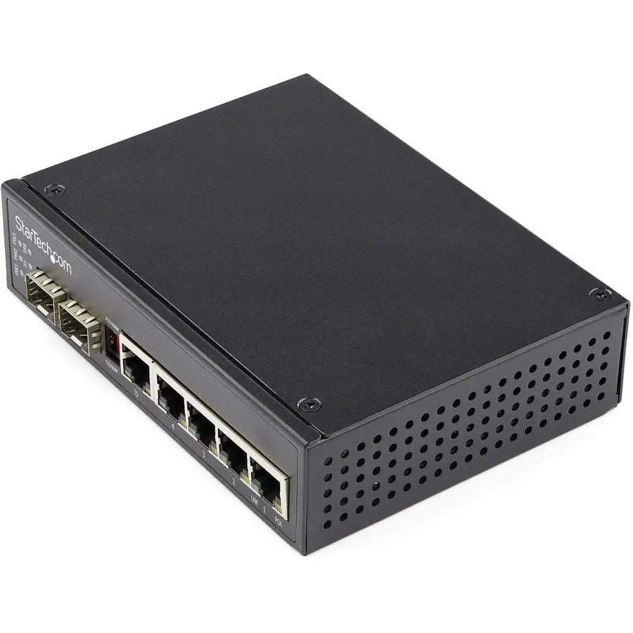 StarTech.com IES1G52UPDIN Industrial 6 Port Gigabit Ethernet Switch with PoE+ and SFP Slots, 48VDC, DIN Rail Mountable