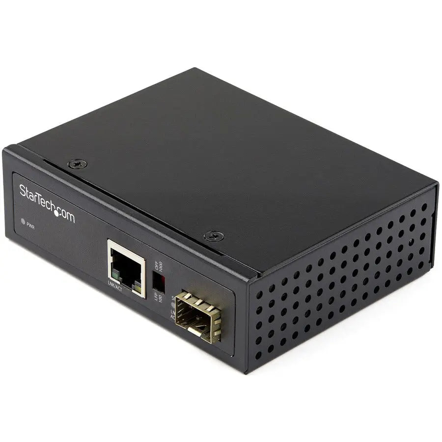 StarTech.com IMC1GSFP Industrial Fiber to Ethernet Media Converter - 1Gbps SFP to RJ45 Copper, Single & Multi-Mode Fiber, 12V Power, Wall & DIN Mount