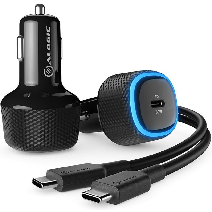Alogic CRC60 Rapid USB-C Car Charger with 60W Power Delivery for Laptops, Tablets, and Phones
