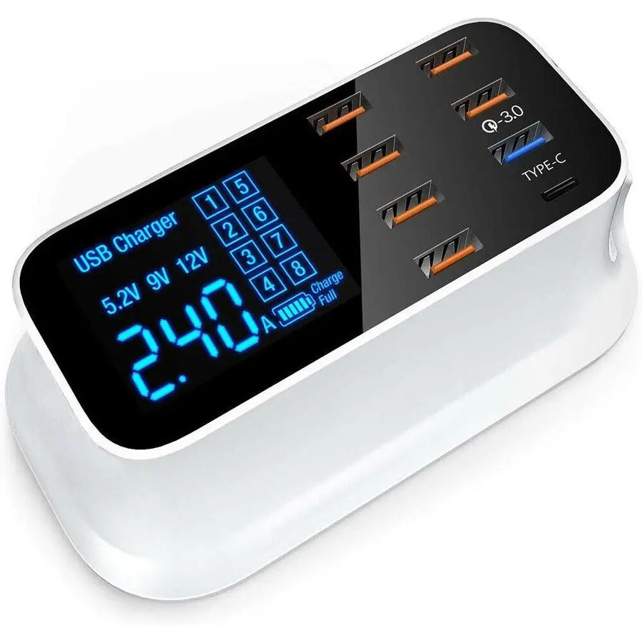 4XEM 40W 8-Port USB Desktop Charger with Quick Charge and Type-C | Model 4XSMARTPWR8QC