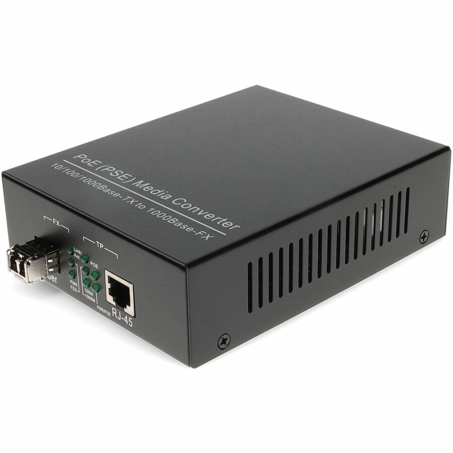 AddOn 10/100/1000Base-TX to 1000Base-SX Media Converter with PoE, LC Connector, 550m Range