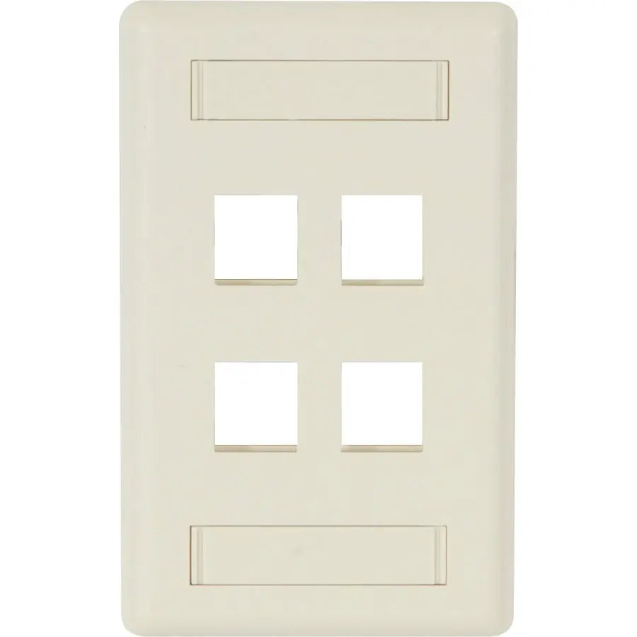 Black Box GigaStation2 WPT474 4 Socket Network Faceplate – Office White, Vertical Port Orientation, Rear-Loading Security