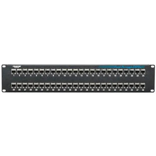 Black Box JPM806A-R2 CAT5e Feed-Through Patch Panel - 2U, 48 Ports, Shielded, for 19-inch Racks