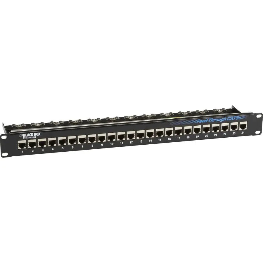 Black Box JPM804A-R2 CAT5e Feed-Through Patch Panel - 1U, Shielded, 24 Ports for 19-Inch Racks