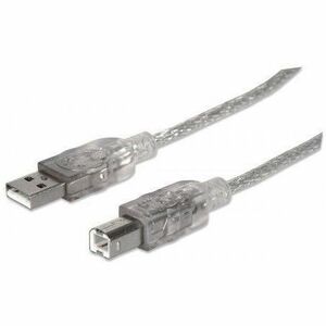 Manhattan Hi-Speed USB 2.0 A Male to B Male Device Cable, 6 ft - Translucent Silver