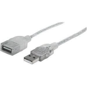 Manhattan IC Intracom Hi-Speed USB 2.0 Extension Cable - 6 Feet, Translucent Silver