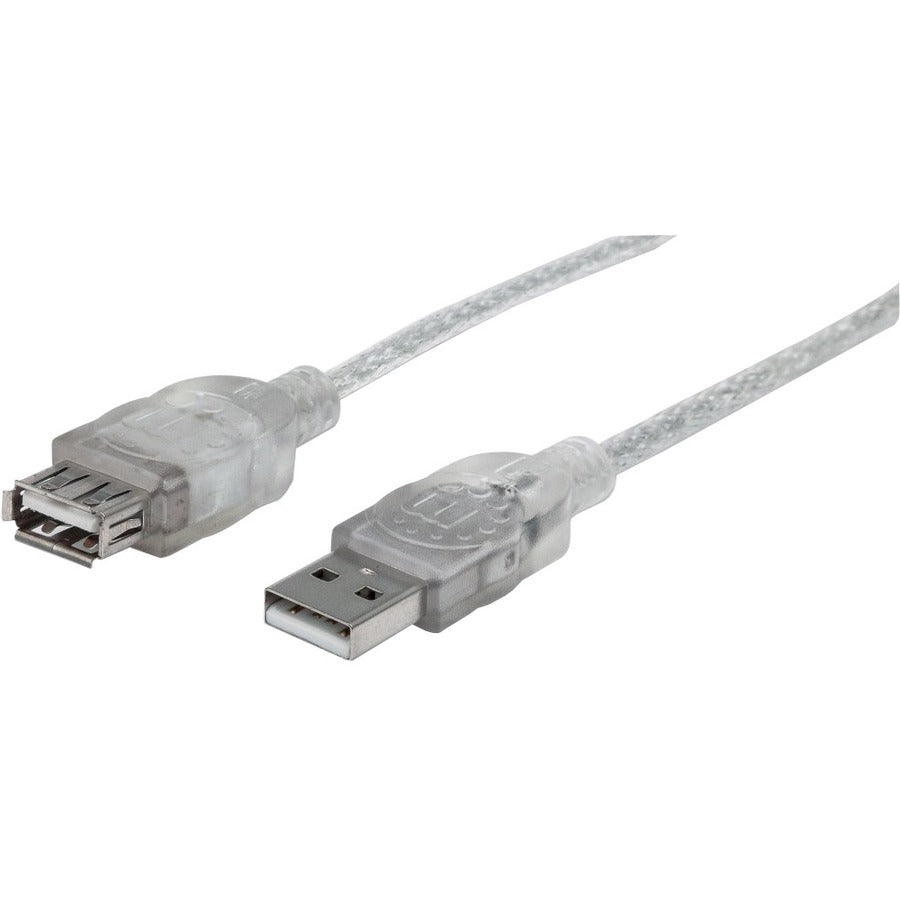 Manhattan IC INTRACOM Hi-Speed USB 2.0 Extension Cable, 15 ft, Translucent Silver