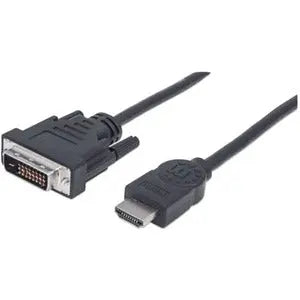 IC INTRACOM HDMI to DVI-D 24+1 Cable – 1.8 meters, Male to Male, Dual-Link for High-Definition Video, Black