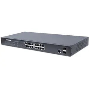 IC INTRACOM 16-Port Gigabit Ethernet PoE+ Web-Managed Switch with 2 SFP Ports (Model 561198)
