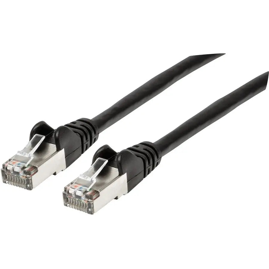 Manhattan IC INTRACOM Cat6a S/FTP Patch Cable, 1 ft., Black – High-Performance Ethernet Network Cable