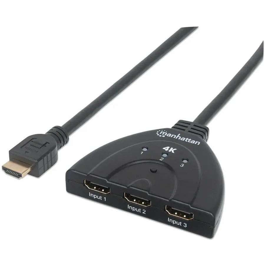 IC INTRACOM Manhattan 4K 3-Port HDMI Switch - Connect up to Three HDMI Sources to a Single Display