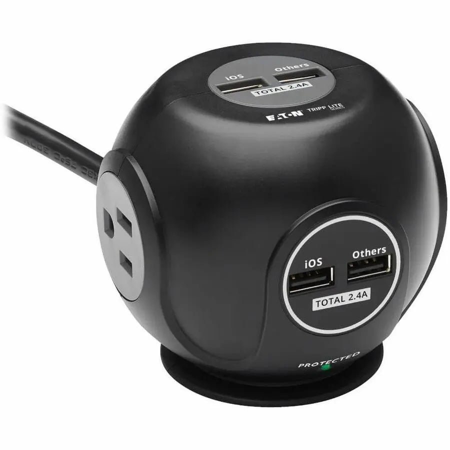 Eaton Tripp Lite Series TLP36USB Spherical Surge Protector with USB Charging and 3 Outlets