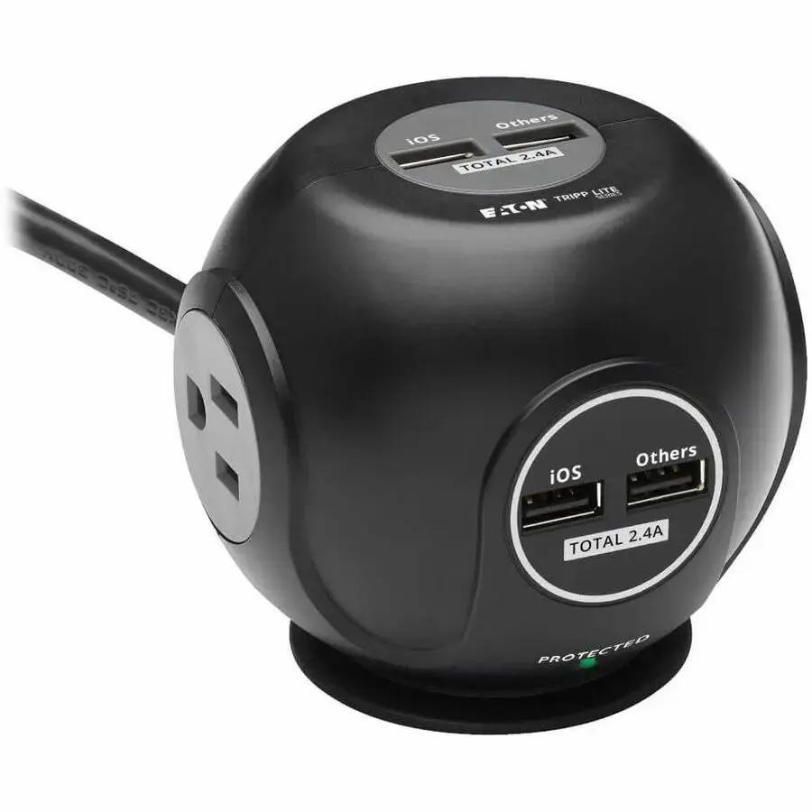 Eaton Tripp Lite Series TLP36USB Spherical Surge Protector with USB Charging and 3 Outlets by Eaton Corporation