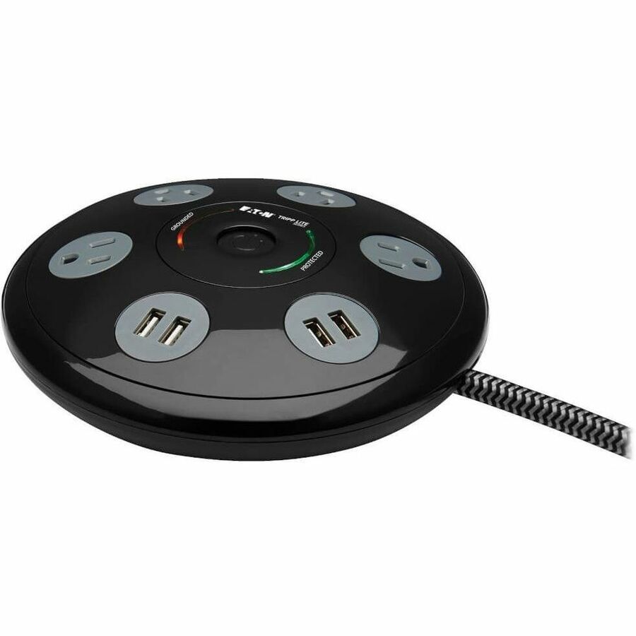 Tripp Lite TLP406USBUFO Conference Table Surge Protector with 4 Outlets and 4 USB-A Ports