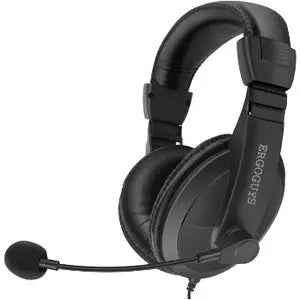 Ergoguys EG-55BLK Black Lightweight Headset with Adjustable Microphone for PC, Tablets, and Gaming Consoles