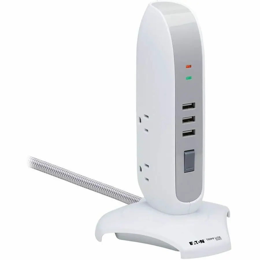 Eaton Corporation TLP66USB 5-Outlet Surge Protector Tower with USB Charging – 1200 Joules, 6 ft. Cord, White