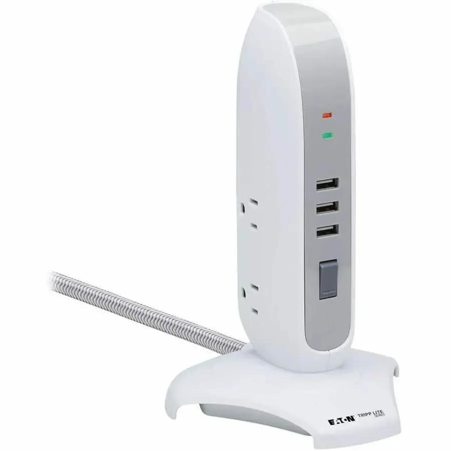 Eaton Corporation TLP66USB 5-Outlet Surge Protector Tower with USB Charging – 1200 Joules, 6 ft. Cord, White by Eaton Corporation