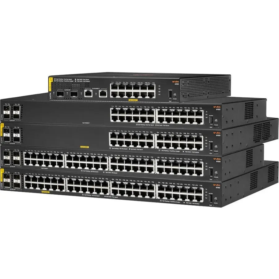 Hewlett Packard Enterprise JL675A Aruba CX 6100 48G Class 4 PoE Switch with 4 SFP+ Ports