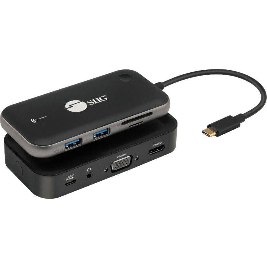 SIIG Wireless USB-C Video Hub Extender 1080p – 32ft Range with Dual HDMI/VGA Output and USB 3.1 Ports