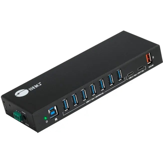 SIIG 10-Port Industrial USB 3.1 Gen 1 Hub with Dual USB-C & 65W Charging (Part Number: ID-US0811-S1)