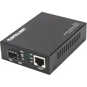 IC Intracom 10GBase-T to 10GBase-R Media Converter with 10 GbS SFP+ Slot and RJ45 Port