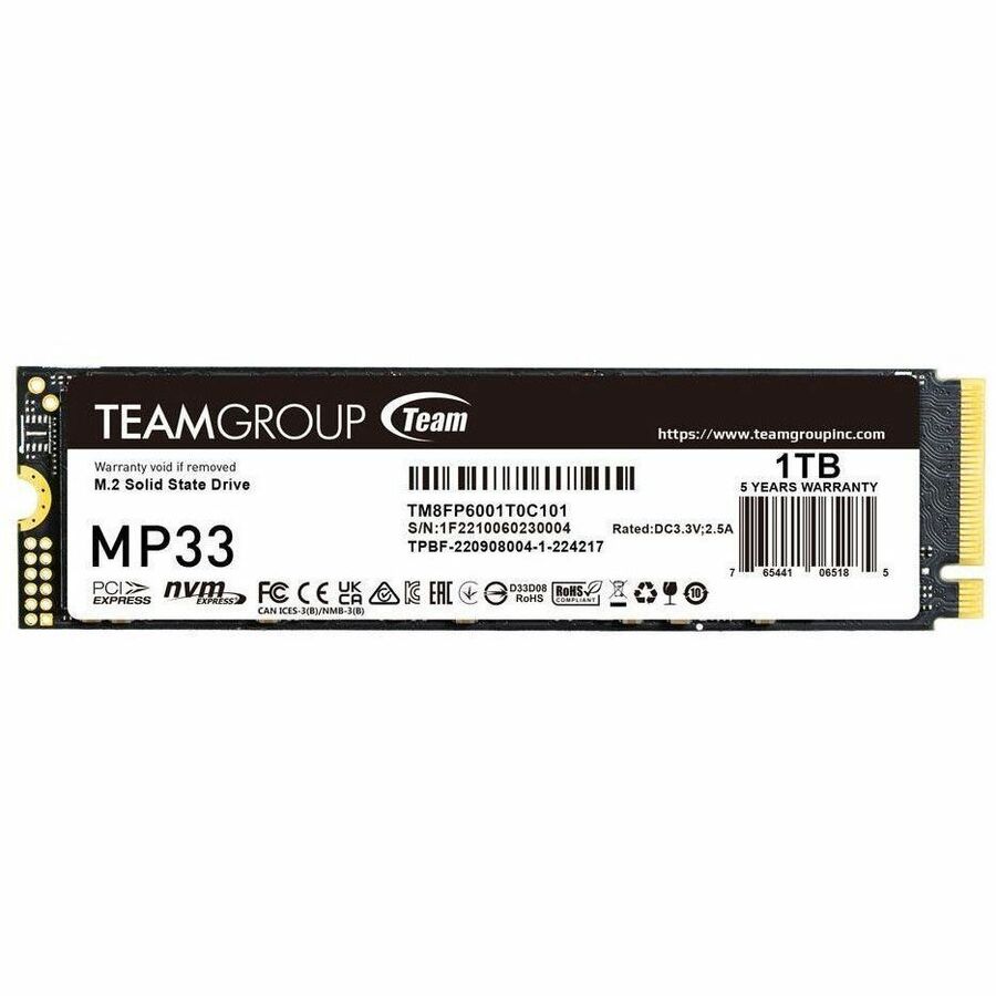Team MP33 1TB M.2 NVMe PCIe SSD - Internal Solid State Drive for Desktop and Notebook