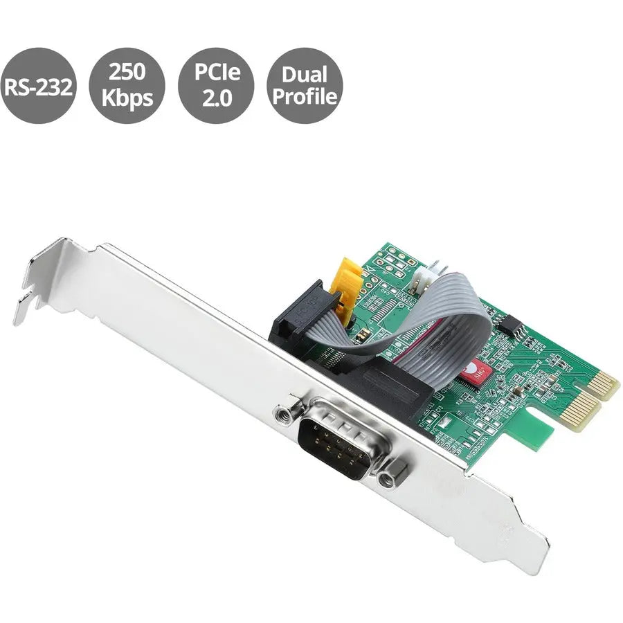 SIIG DP Cyber RS-232 1S PCIe Card - 250Kbps Serial Adapter
