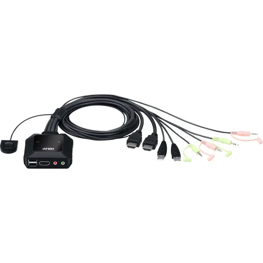 ATEN Technology CS22H 2-Port USB 4K HDMI Cable KVM Switch with Remote Port Selector