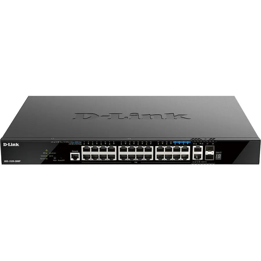 D-Link DGS-1520-28MP Layer 3 Managed Switch with 26 Gigabit Ethernet Ports and 10G Uplink