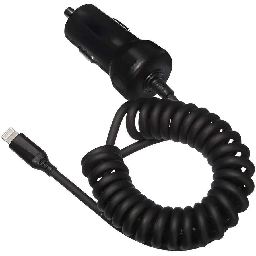 4XEM 8 Pin Lightning Car Charger for iPhone, iPod, and iPad – Black