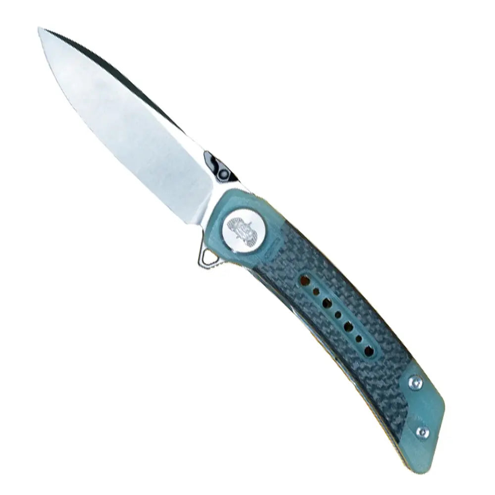 Toadfish EDC 7.4-Inch Folding Pocket Knife with Sandvik 14C28N Steel Blade and Jade G10 Handle