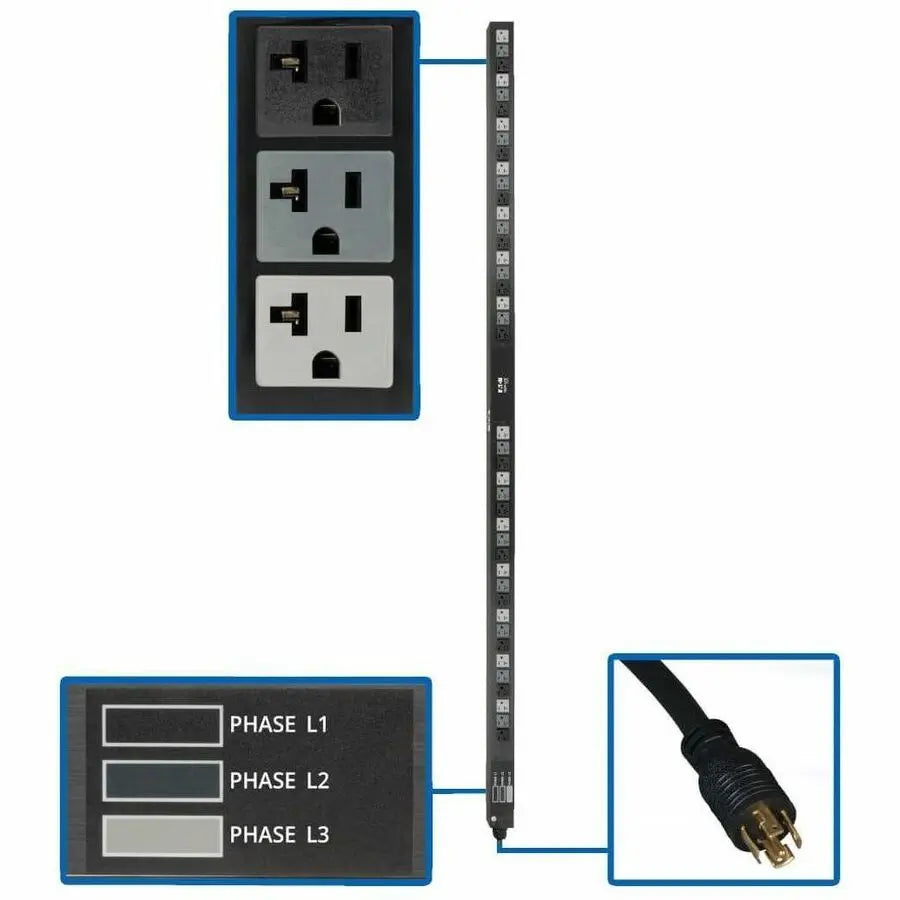 Eaton PDU3V6L2120LV 42-Outlets 3-Phase Rack-Mount Power Distribution Unit