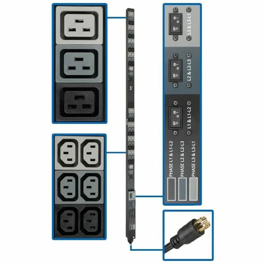 Eaton Corporation Tripp Lite PDU3V6L2130 48-Outlets Three-Phase Power Distribution Unit for Network and Data Center Applications