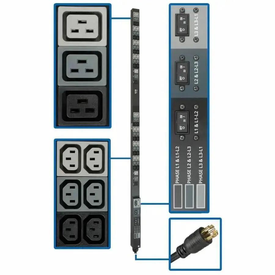 Eaton Corporation Tripp Lite PDU3V6L2130 48-Outlets Three-Phase Power Distribution Unit for Network and Data Center Applications by Eaton Corporation