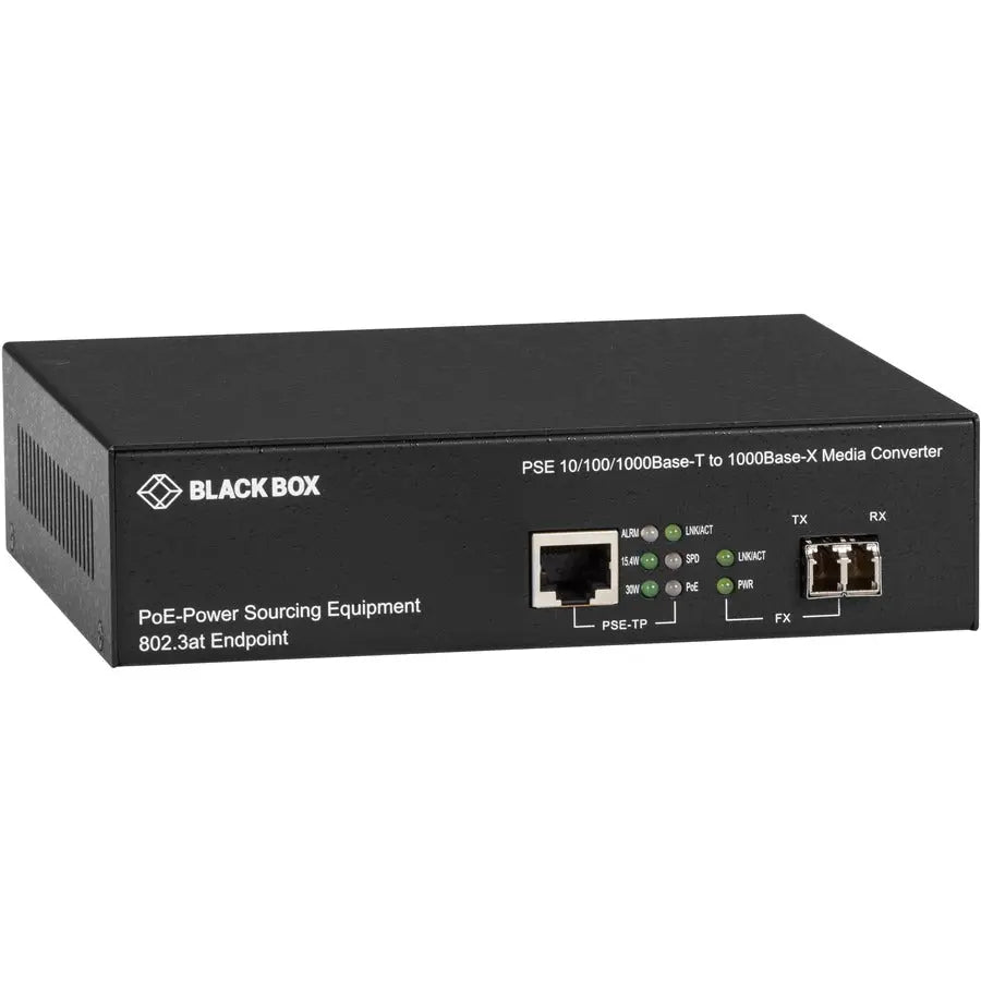 Black Box LPS500A-MM-LC-R3 10/100/1000B-T PoE PSE to 1000B-X Media Converter