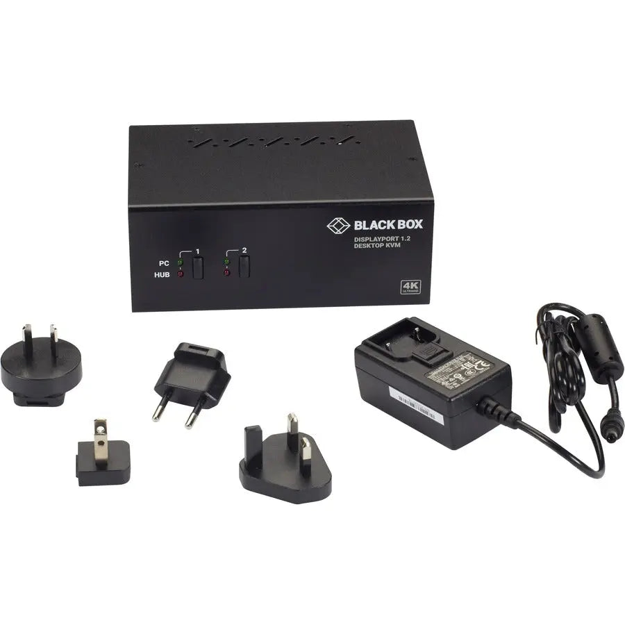 Black Box KV6222DP Dual-Monitor DisplayPort 1.2 KVM Switch with 4K 60Hz Support and USB 3.0 Hub