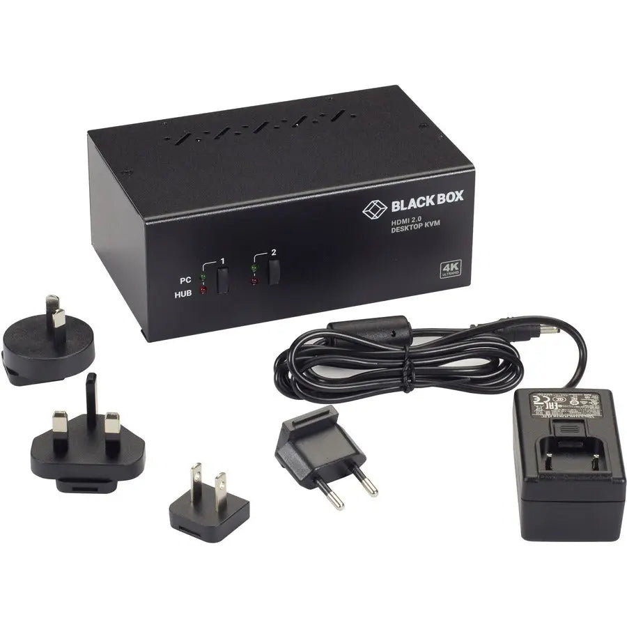 Black Box KV6222H KVM Switch - 2-Port Dual 4K HDMI 2.0 with USB 3.0 Hub and Audio