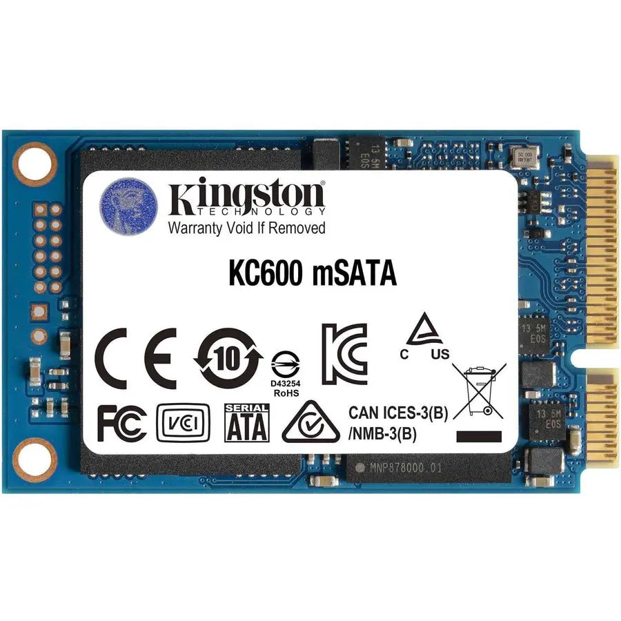 Kingston KC600 256GB mSATA SSD - High-Performance Internal Drive with 3D TLC NAND and Hardware Encryption