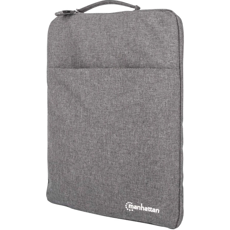 IC INTRACOM Manhattan Seattle Notebook Sleeve 15.6" – Water-Resistant Gray Carrying Case with Handle and Extra Soft Padding