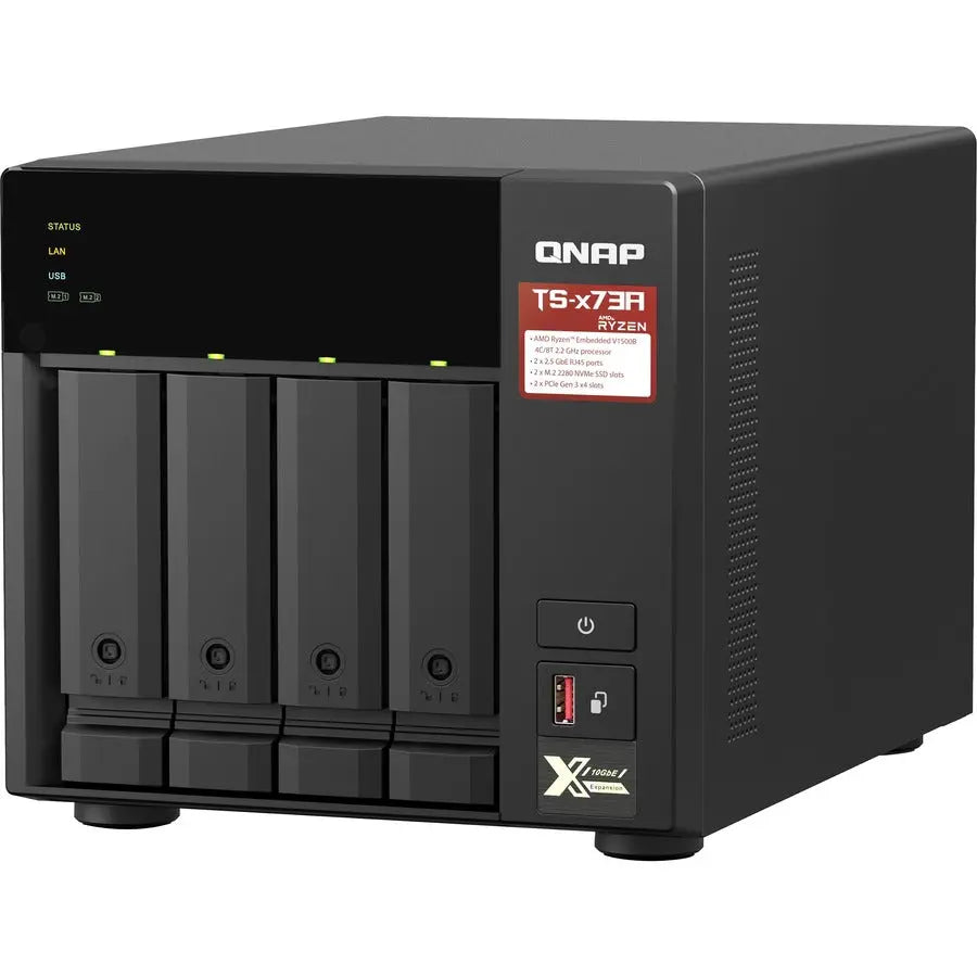 QNAP TS-473A-8G NAS Storage System with AMD Ryzen V1500B Quad-Core Processor and 2.5GbE Networking