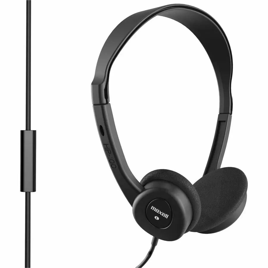 Maxell HP-100M Headset with Boom Mic and 6-Foot Cord for School and Office Use