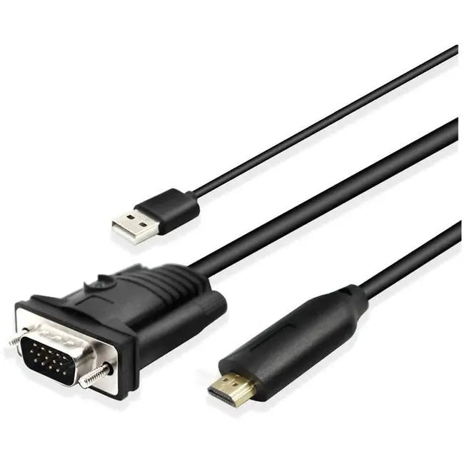 4XEM HDMI to VGA 10FT Cable with USB Audio - Compatible with HDMI and VGA Devices