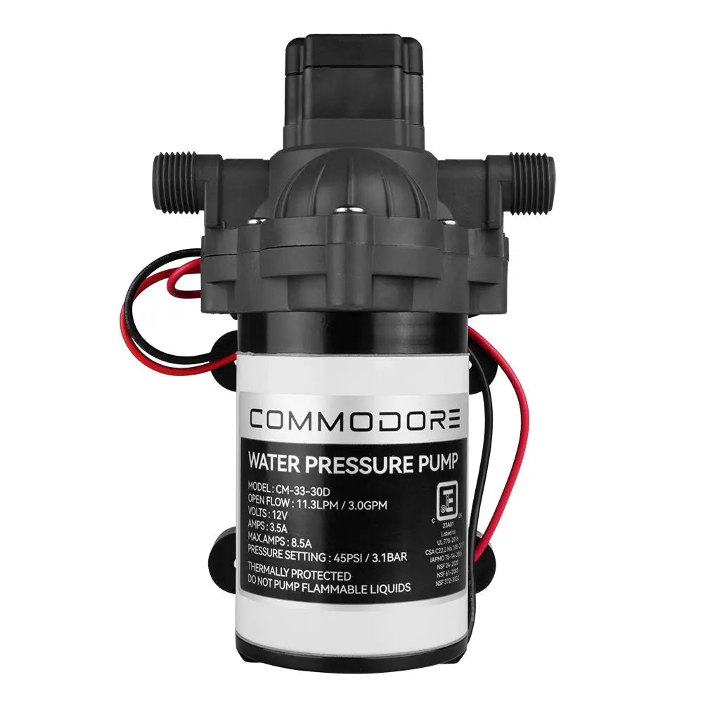 Commodore CM-33-30D 3.0 GPM 12V Water Pump for Freshwater and Saltwater Applications