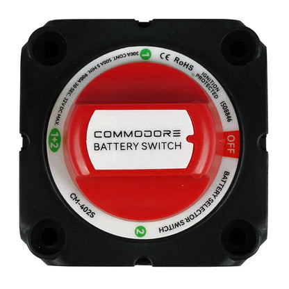 Commodore CM-402S 4-Position Compact Dual Battery Selector Switch for Marine and RV Applications