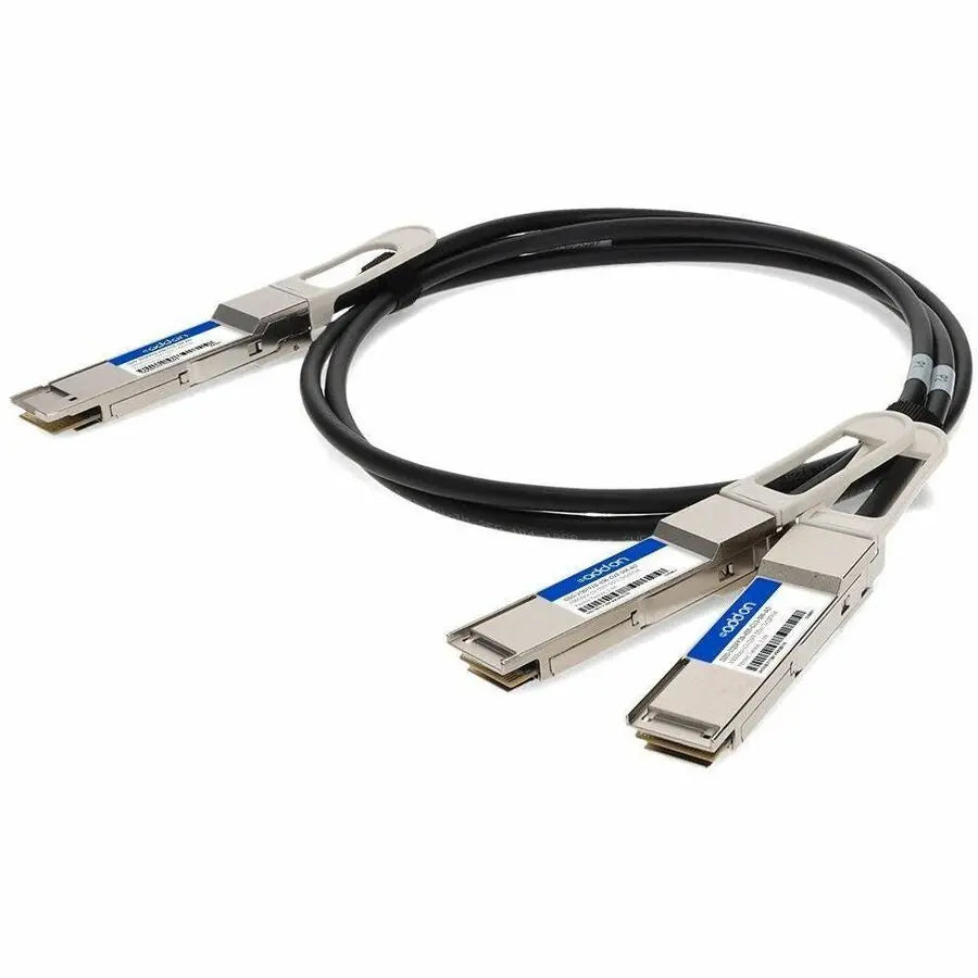 AddOn Cisco® QDD-2QSFP28-400-CU2-5M Compatible TAA Compliant 200GBase-CU QSFP-DD to 2xQSFP28 100G NRZ Passive Copper Cable, 2.5 Meters