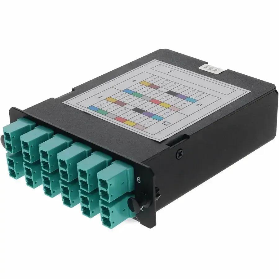 AddOn 4-Bay MPO Fiber Optic Cassette with 24-Fiber MPO In and 12 LC Duplex Out - OM4 Multi-Mode by AddOn