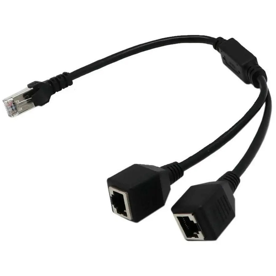 4XEM 2-to-1 RJ45 Splitter Cable Adapter F/M - CAT5E Network Signal Splitter